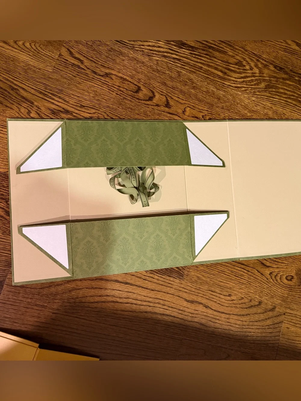 Gucci Olive Green Patterned Storage Box with Ribbon